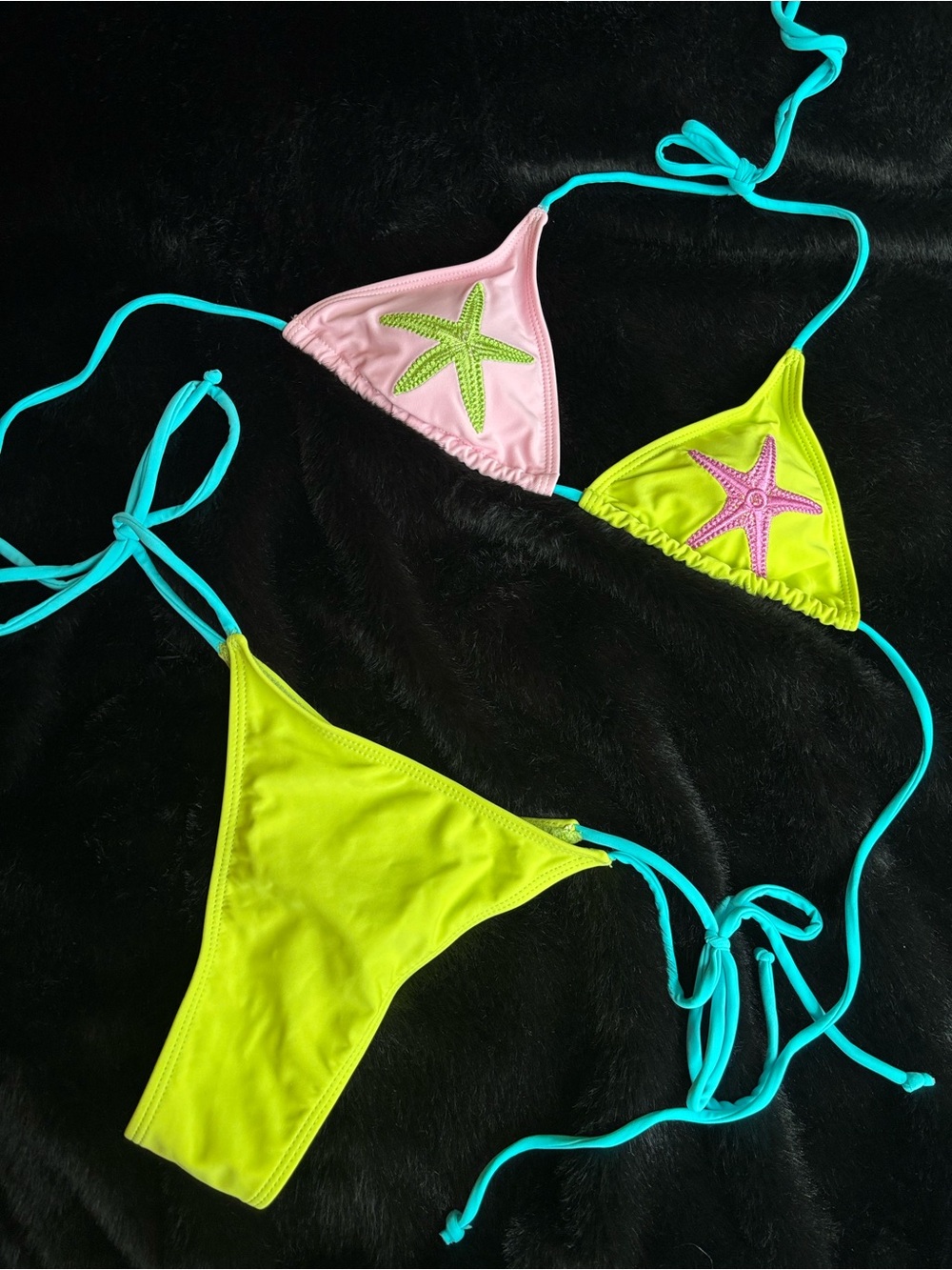 Neon Starfish Bikini Set 🌴 Mermaidcore Swimwear Size M